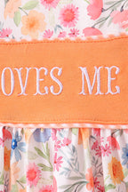 Coral Jesus Loves me Embroidered Floral Shorts Set
