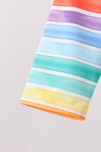 Rainbow Stripe Bow Ruffle Rashguard Set