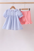 Blue Whale Smocked Seersucker Shorts Set