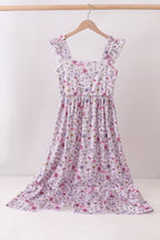 Purple Garden Ruffle Mom Dress