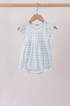 Blue Plaid Ruffle Bubble