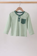 Teal Stripe Pocket top