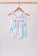 Pink Crocodile Smocked Gingham Bubble