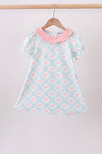 Pink Floral Bow Print Dress