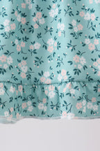 Green Floral Smocked Ruffle Bloomer Set