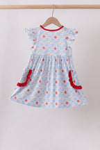 Red Apple Print Ruffle Dress