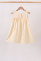 Oatmeal character french knot ruffle dress
