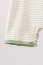 Monster truck embroidery stripe romper