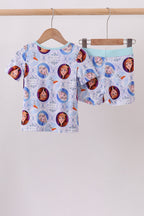 Blue frozen character bamboo pajama set