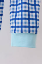 Blue character embroidery pants set