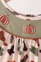 Camouflage Pumpkin Embroidery Ruffle Shorts Set