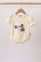 Brown Mallard Applique Ruffle Bubble