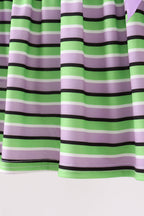 Purple witch embroidery stripe ruffle shorts set