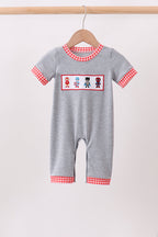 Grey character embroidery romper