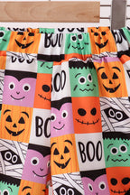 Orange Jack-O-Lantern  Applique Ruffle Shorts Set