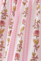 Pink Rose Stripe Ruffle Pants Set