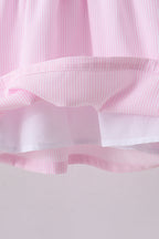 Pink stripe bunny bow embroidery bloomer set