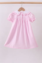 Pink stripe bunny bow embroidery dress
