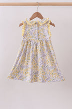 Floral bunny bow embroidery ruffle dress