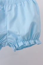 Blue cross embroidery lace bloomer set
