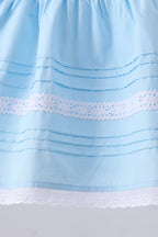 Blue cross embroidery lace pants set