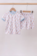 Blue ice cream print bamboo pajama set