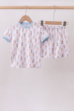 Blue ice cream print bamboo pajama set