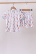 Blue ice cream print bamboo pajama set