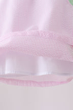 Pink stripe watermelon embroidery seersucker bloomer set