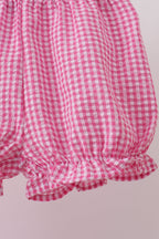 Pink cherry gingham shorts set