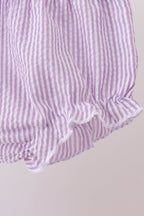 Purple seersucker butterfly embroidery bloomer set