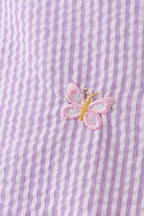 Purple seersucker butterfly embroidery bloomer set