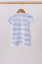 Blue Apple Pencil Embroidery Romper