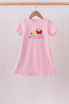 Pink Apple Pencil Embroidery Dress