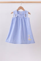 Blue Sailboat Embroidered Dress