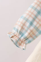 Cream plaid button dress