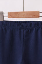 Navy ruffle pants